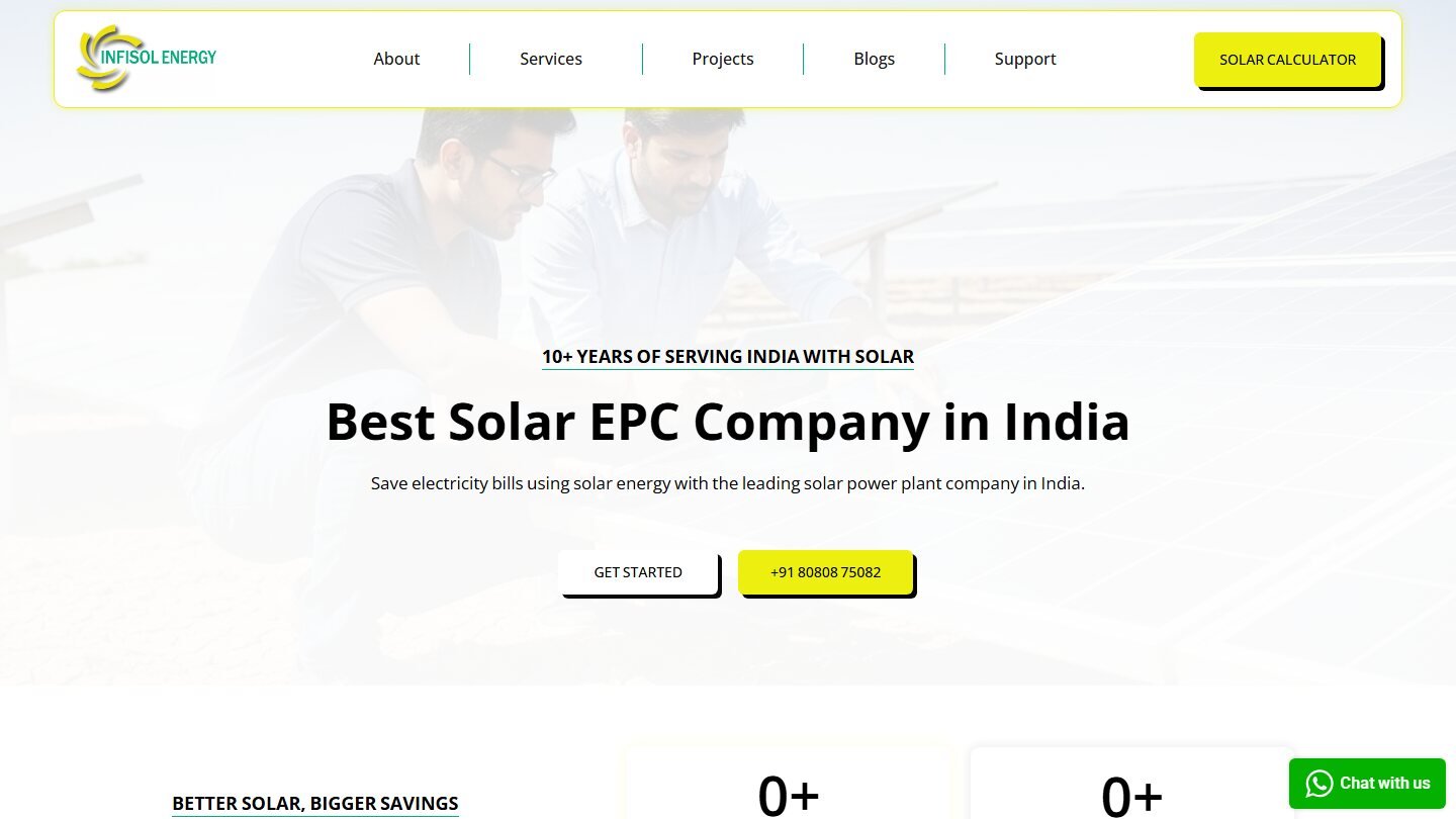 Infisol Energy website (infisol-energy.in) built by Ravi Negi