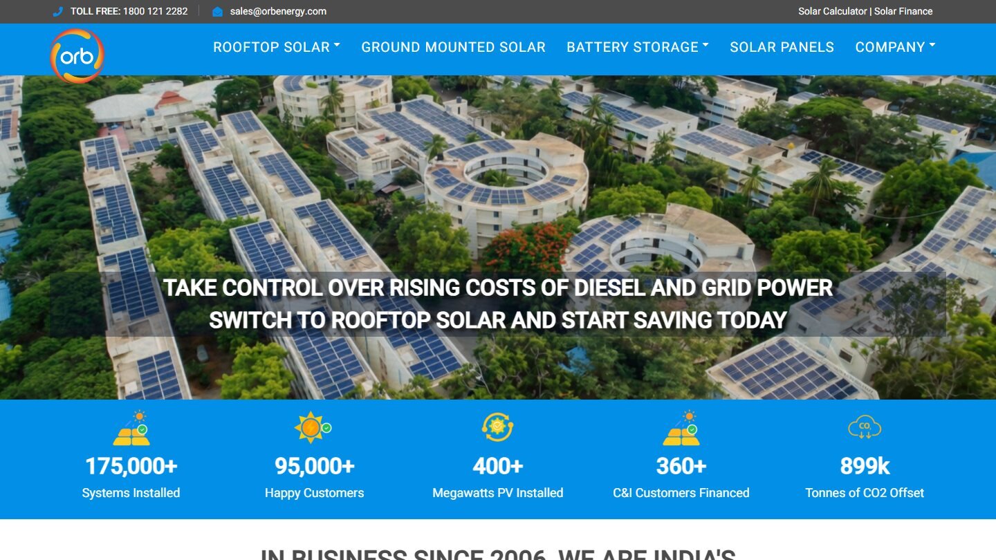 Orb Energy website (orbenergy.com) built by Ravi Negi